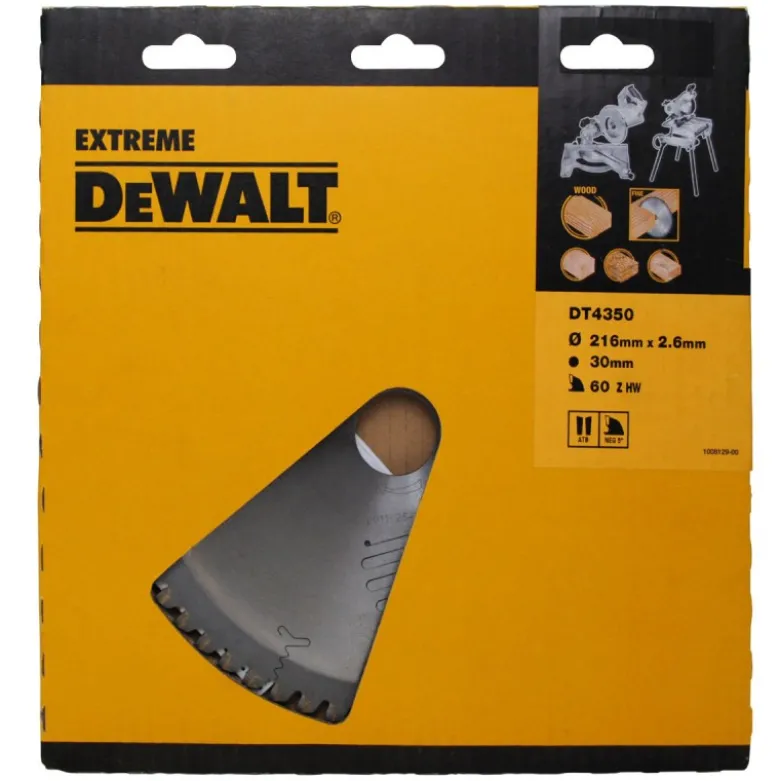 Lame pour scies circulaires stationnaires Extreme - diamètre 216 x 30 mm - 60 dents - Dewalt | DT4350