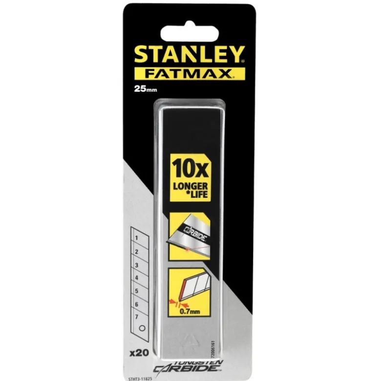Lames de cutter Fatmax 25 mm au carbure de Tungstene - carte 5 lames - STANLEY | STHT0-11825