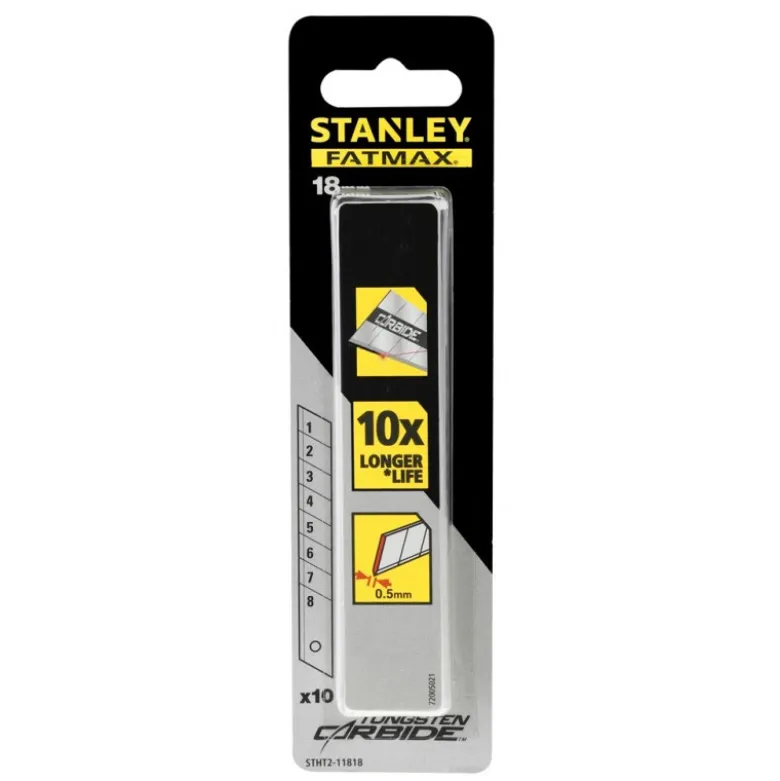 Lames de cutter Fatmax 18 mm au carbure de Tungstene - carte 50 lames - STANLEY | STHT8-11818