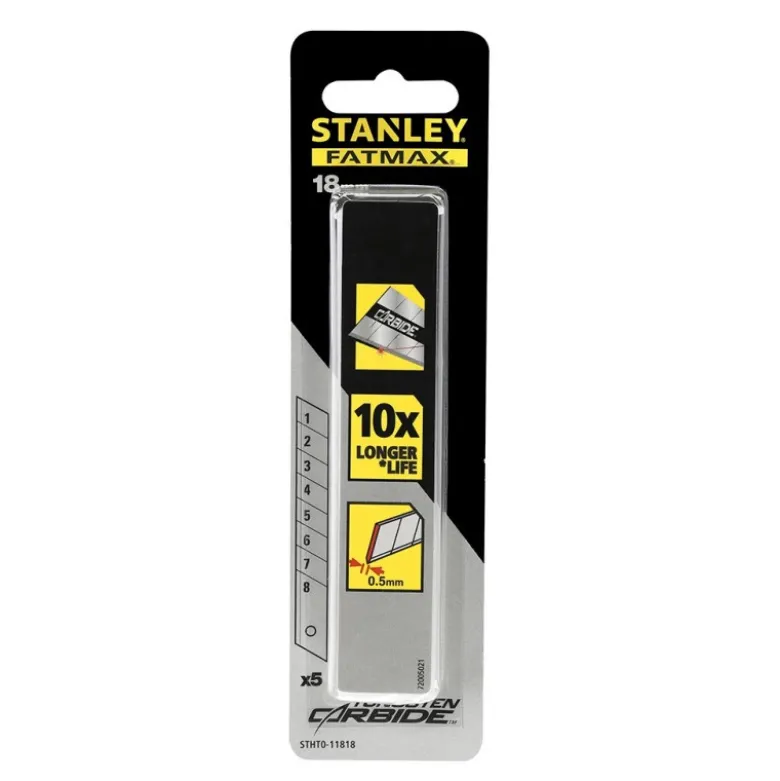 Lames de cutter Fatmax 18 mm au carbure de Tungstene - carte 50 lames - STANLEY | STHT8-11818