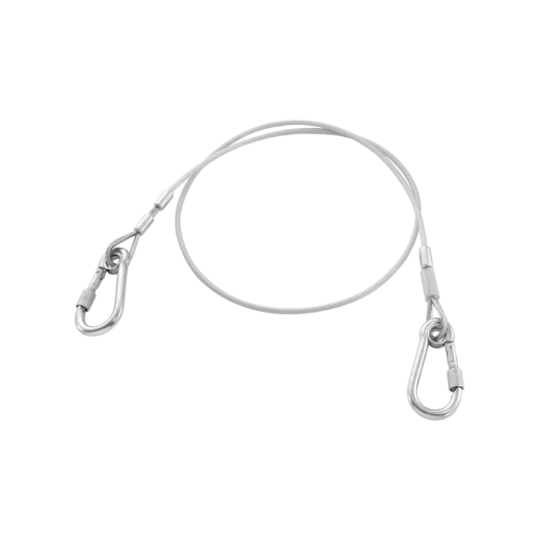 Longe 1,2 m câble acier - Double mousquetons 80 mm en inox à vis - SLS Facom