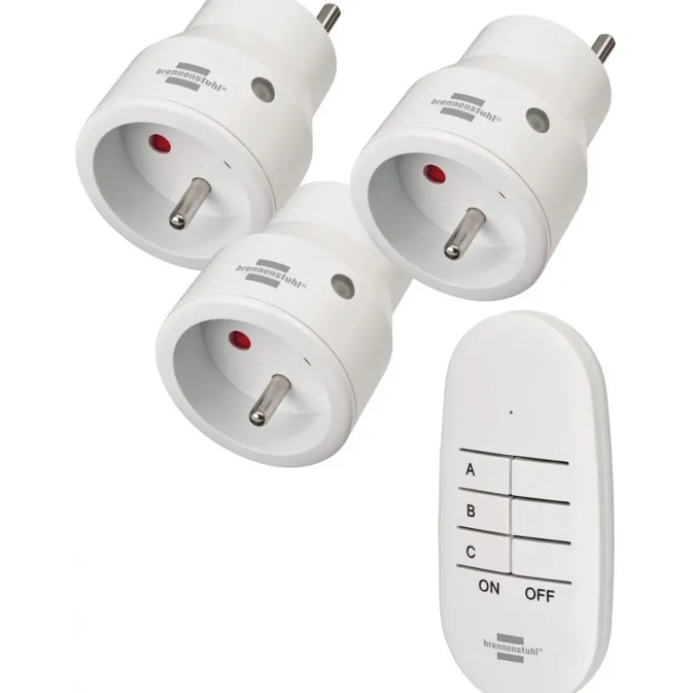 Lot de 3 mini prises télécommandées avec télécommande RC CE2 3001 - Brennenstuhl | 1507071