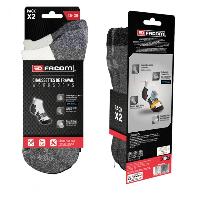 Lot de 2 paires de chaussettes de travail - FACOM | FX/1/CHVX2/HEXA35