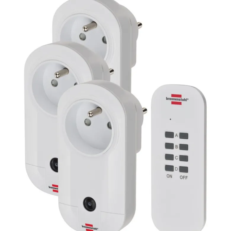 Lot de 3 prises télécommandées avec télécommande RC CE1 3001 - Brennenstuhl | 1507041