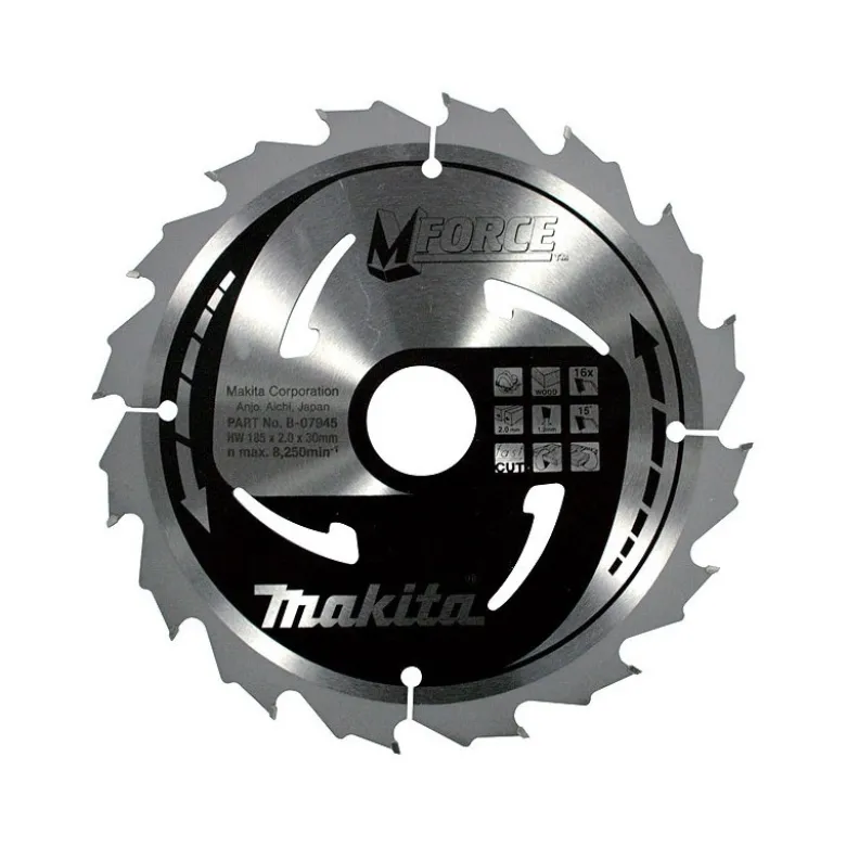 Makita lame carbure bois 165 mm 16 dents alésage 20 mm MFORCE pour scies circulaires 5603R et 5604R | B-31930
