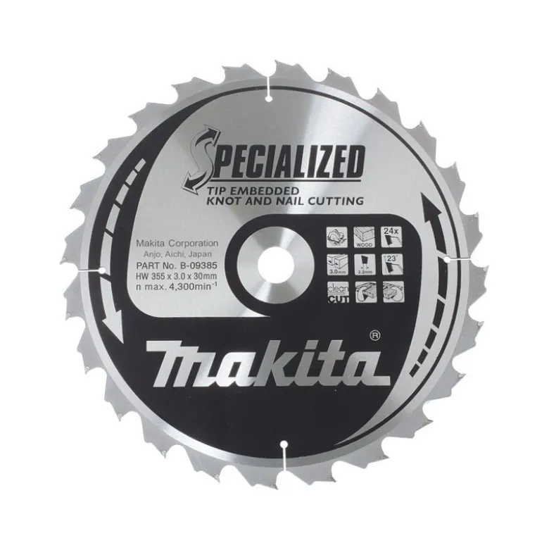 Makita lame carbure bois pour scies circulaires 24 dents alésage 20 mm Makita | B-33093