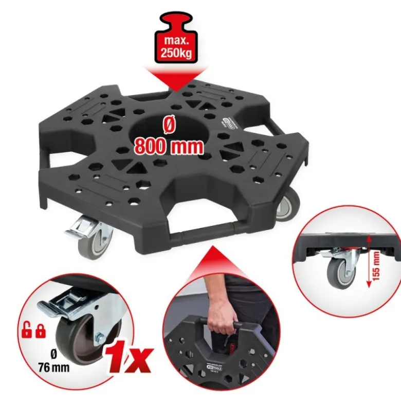 Manipulateur de jantes et pneus, force 250 kg, Ø 800 mm - KSTools | 160.0680