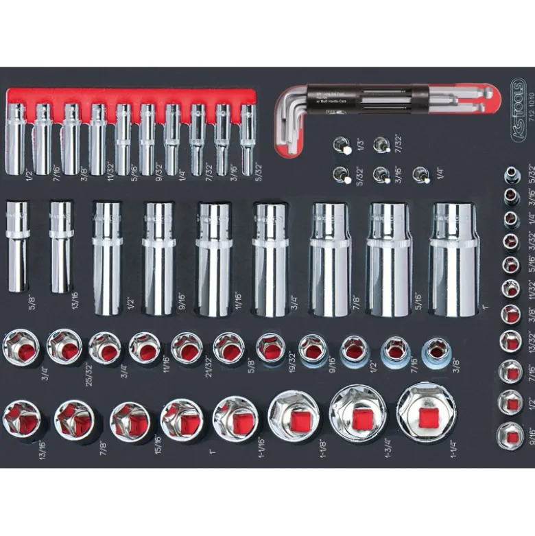 Module de douilles en pouces 1/4" - 1/2", 62 pièces - KS Tools | 712.1010