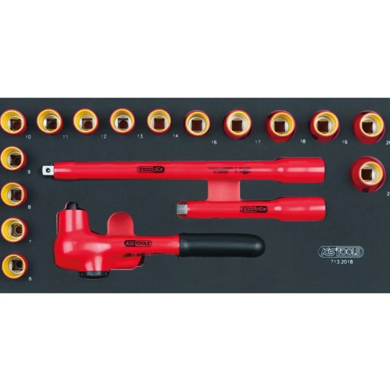 Module de douilles et accessoires isolés 1000V, 18 pièces - KS Tools | 713.2018