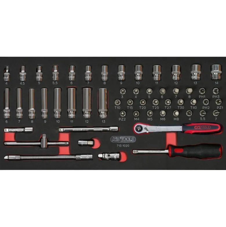 Module de douilles et accessoires ULTIMATE 1/4", 54 pièces - KS Tools | 713.1020