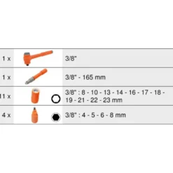 Module de douilles 6 pans et cliquet 3/8" isolés 1000 V 17 pièces - KSTools | 713.1121