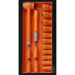 Module de douilles 6 pans et cliquet 3/8" isolés 1000 V 17 pièces - KSTools | 713.1121