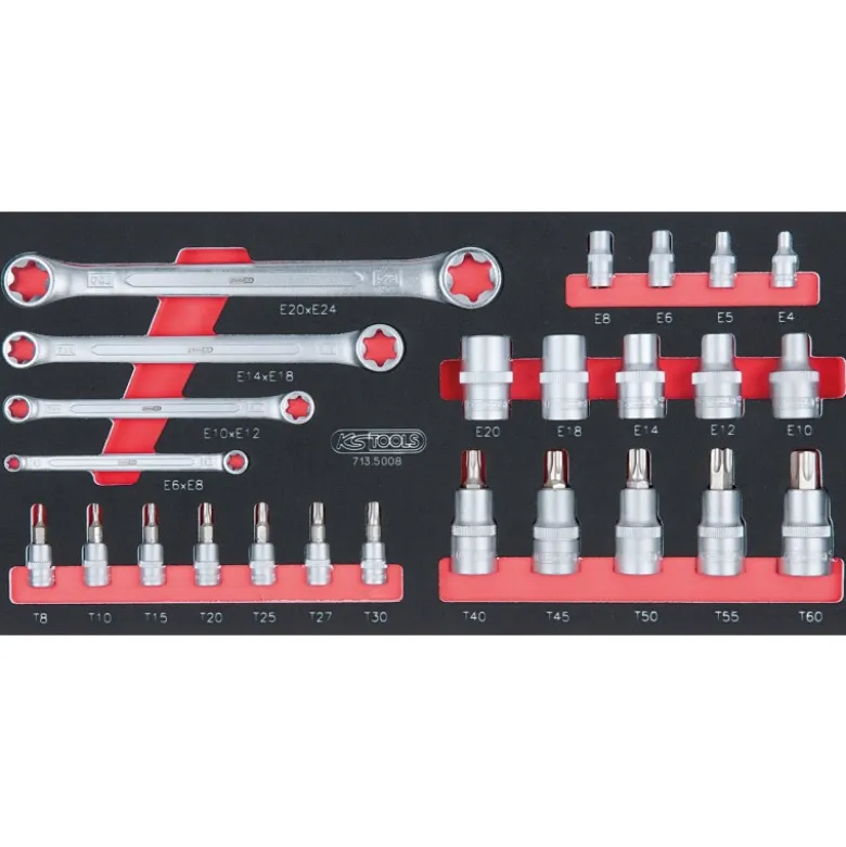 Module de douilles ULTIMATE et clés TORX 1/4 - 1/2, 25 pièces - KS Tools | 713.5008