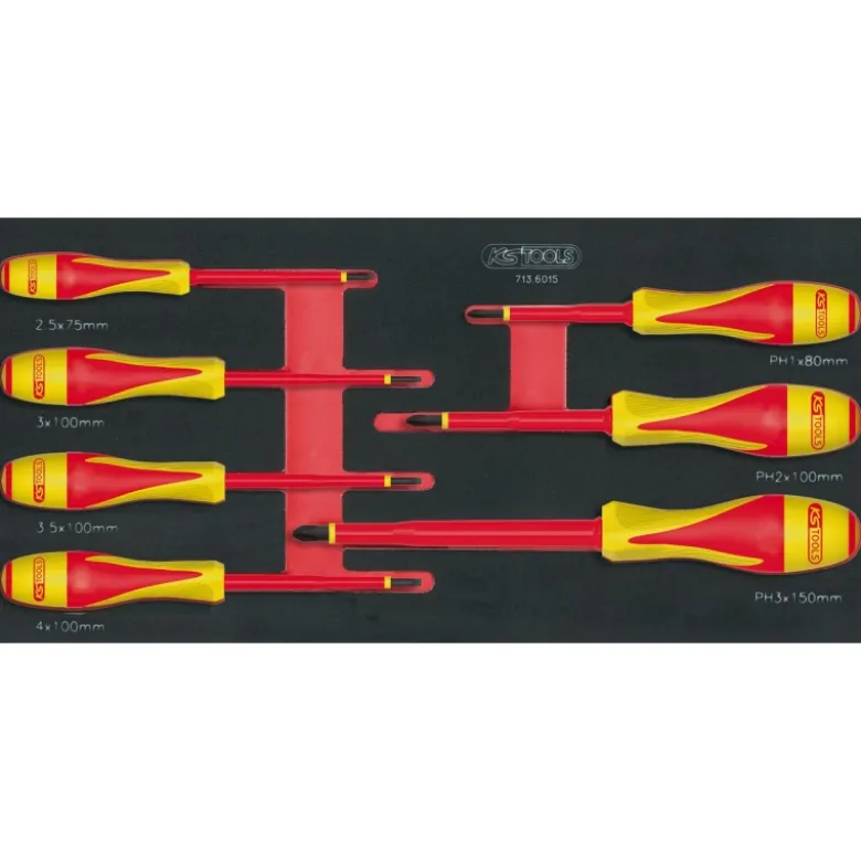 Module de tournevis isolés 1000V ULTIMATE Fente - PHILLIPS, 7 pièces - KS Tools | 713.6015