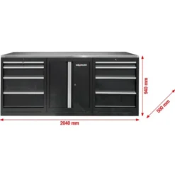 Module d’extension du système d’armoire d’atelier, plan de travail en acier inoxydable, établi - KSTools | 866.6050