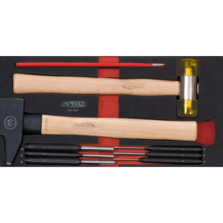 Module d'outils de frappe manche bois, 9 pièces - KS Tools | 713.1101