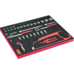 Module Fit&Go 3/3 marquage laser, douilles 1/2", douilles à choc 1/2" & outils de coupe - 56 Pcs - Bahco | FF1A208LM