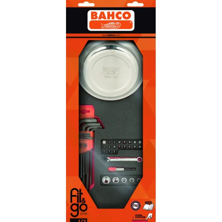 Module mousse Fit&Go 1/3, clés mâles, jeu d'embouts & coupelle magnétique - 36 Pcs - Bahco | FF1E5013EH