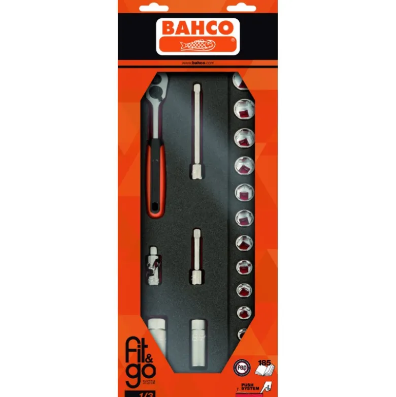 Module mousse Fit&Go 1/3, douilles 3/8" - 18 Pcs emballage individuel - Bahco | FF1E2106EH