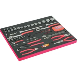 Module mousse Fit&Go 3/3 marquage laser, douilles 1/4" & 1/2", pinces & jeu d'embouts - 91 Pcs - Bahco | FF1A214LM