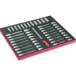 Module mousse Fit&Go 3/3 marquage laser, douilles longues 1/2" & douilles tournevis - 49 Pcs - Bahco | FF1A219LM