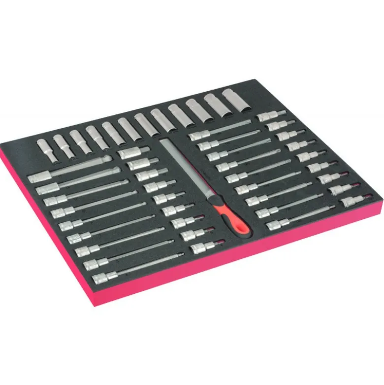 Module mousse Fit&Go 3/3 marquage laser, douilles longues 1/2" & douilles tournevis - 49 Pcs - Bahco | FF1A219LM