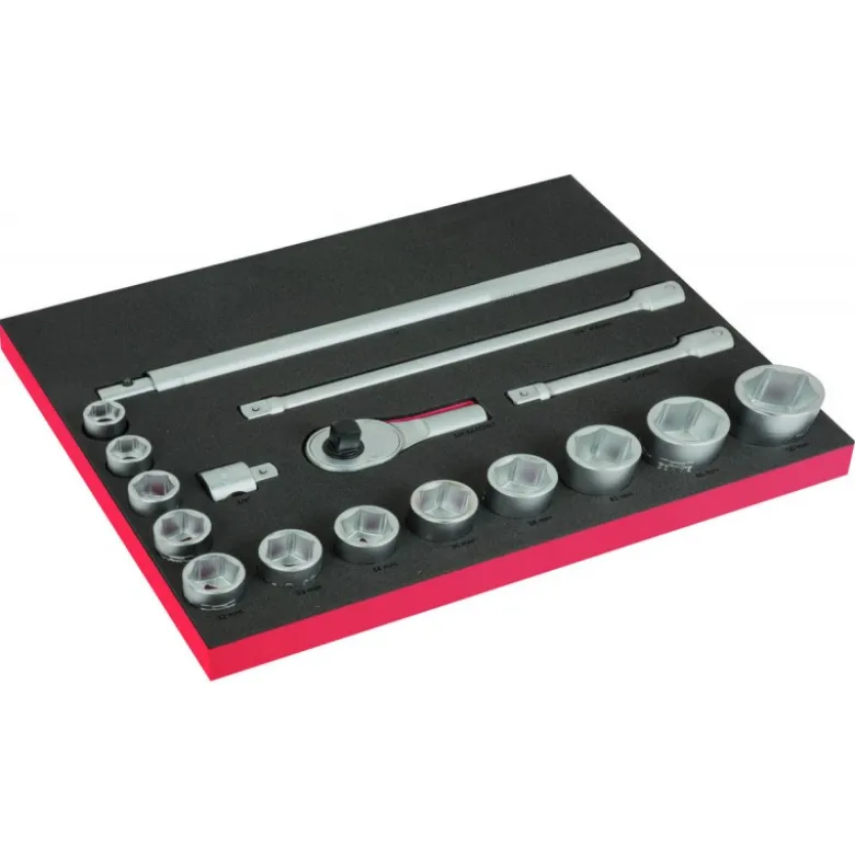 Module mousse Fit&Go 3/3 marquage laser, douilles 3/4" - 17 Pcs - Bahco | FF1A206LM