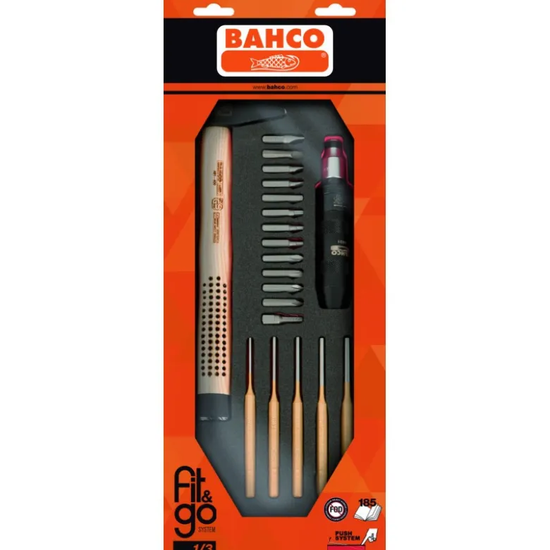 Module mousse Fit&Go 1/3, marteau, chasse-goupilles & jeu tournevis à frapper - 23 Pcs - Bahco | FF1E5010EH