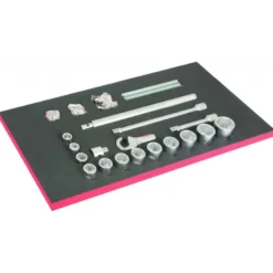 Module mousse pour servante 40", clips en métal pour douilles 1/4", 3/8", 1/2" & 3/4" - 104 Pcs - Bahco | FF1B11LM