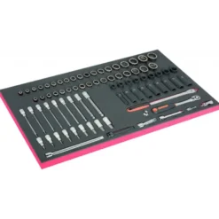 Module mousse pour servante 40", douilles 1/2" dimensions métriques et pouces - 76 Pcs - Bahco | FF1B02LM