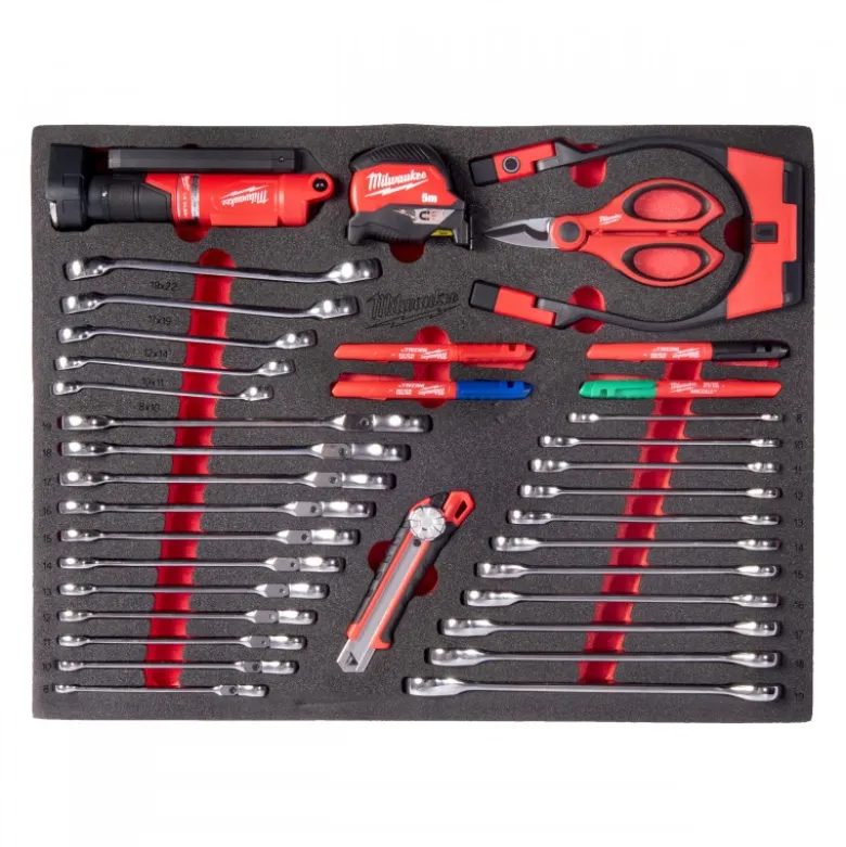 MODULE MOUSSE POUR SET D’OUTILS D’ÉCLAIRAGE, DE COUPE, DE MESURE ET DE CLÉS DE 14 PCS - Milwaukee | 4932500759