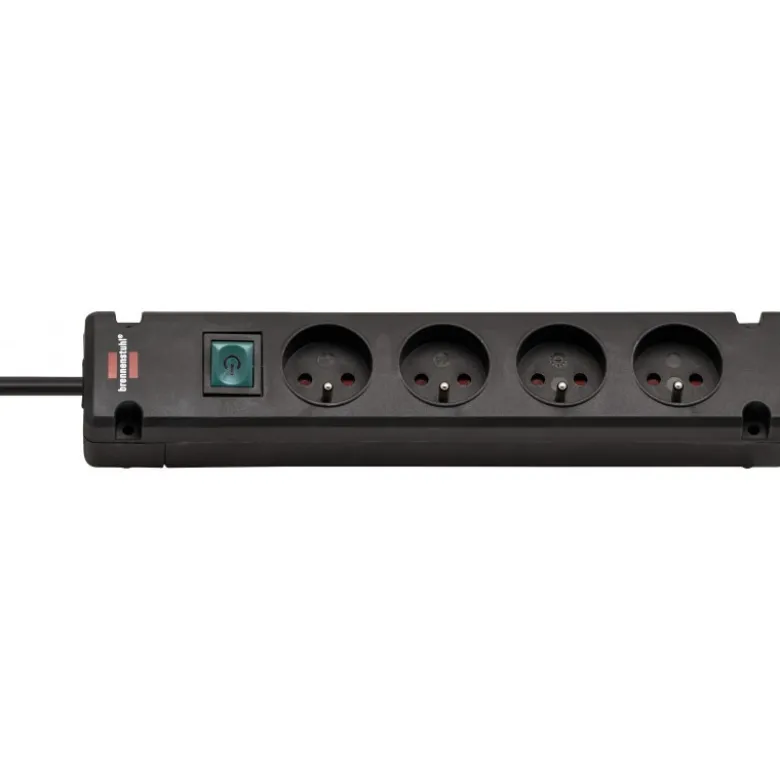 Multiprise Bremounta 4 prises avec interrupteur, noire, 1,5m H05VV-F 3G1,5 - Brennenstuhl | 1150651114