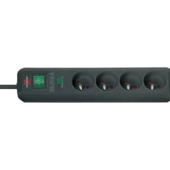 Multiprise Eco-Line 4 prises avec parasurtenseur 13500A, noir, 1,4m H05VV-F 3G1, - Brennenstuhl | 1159701