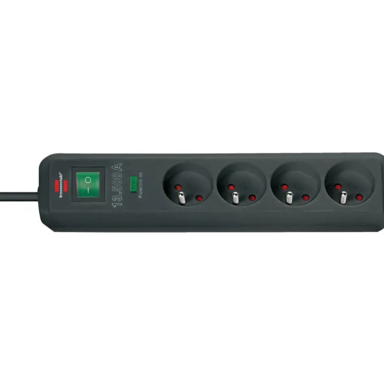 Multiprise Eco-Line 4 prises avec parasurtenseur 13500A, noir, 1,4m H05VV-F 3G1, - Brennenstuhl | 1159701