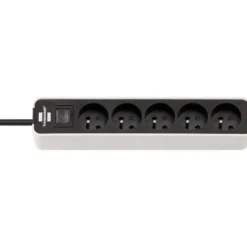 Multiprise Ecolor 5 prises avec interrupteur, blanche/noire, 1,5m H05VV-F 3G1,0 - Brennenstuhl | 1153251020