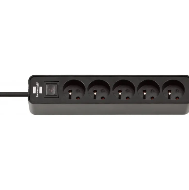 Multiprise Ecolor 5 prises avec interrupteur, noire/noire, 1,5m H05VV-F 3G1,0 - Brennenstuhl | 1153251000