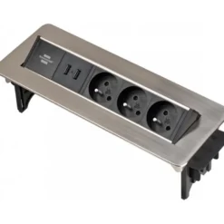 Multiprise Indesk Power en aluminium, 3 prises de courant et 2 ports USB, 2m H05 - Brennenstuhl | 1396201113