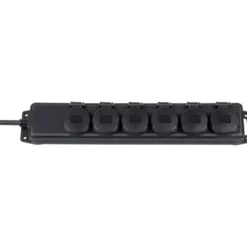 Multiprise IP44 6 prises, 2m H07RN-F 3G1,5, noire - Brennenstuhl | 1159971