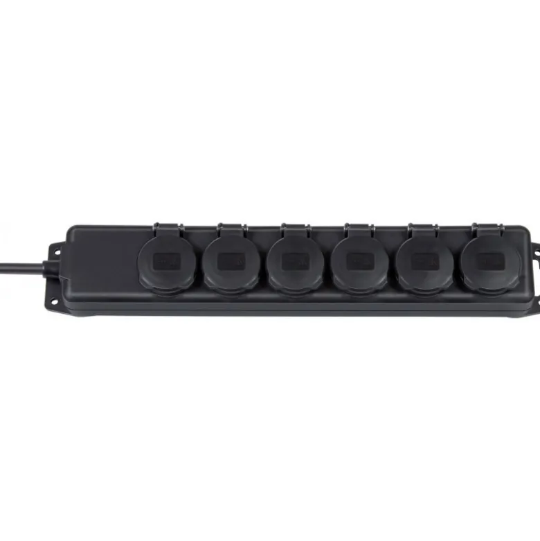Multiprise IP44 6 prises, 2m H07RN-F 3G1,5, noire - Brennenstuhl | 1159971