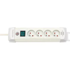 Multiprise Premium Plus 4 prises avec interrupteur, blanche, 1,8m H05VV-F 3G1,5 - Brennenstuhl | 1390221064