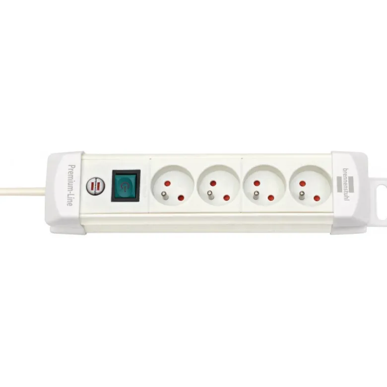 Multiprise Premium Plus 4 prises avec interrupteur, blanche, 1,8m H05VV-F 3G1,5 - Brennenstuhl | 1390221064