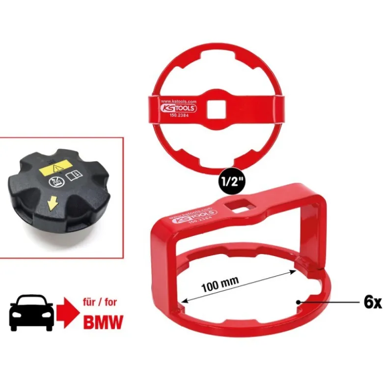 Outil de desserrage du bouchon de radiateur 1/2'' pour BMW - KSTools | 150.2384