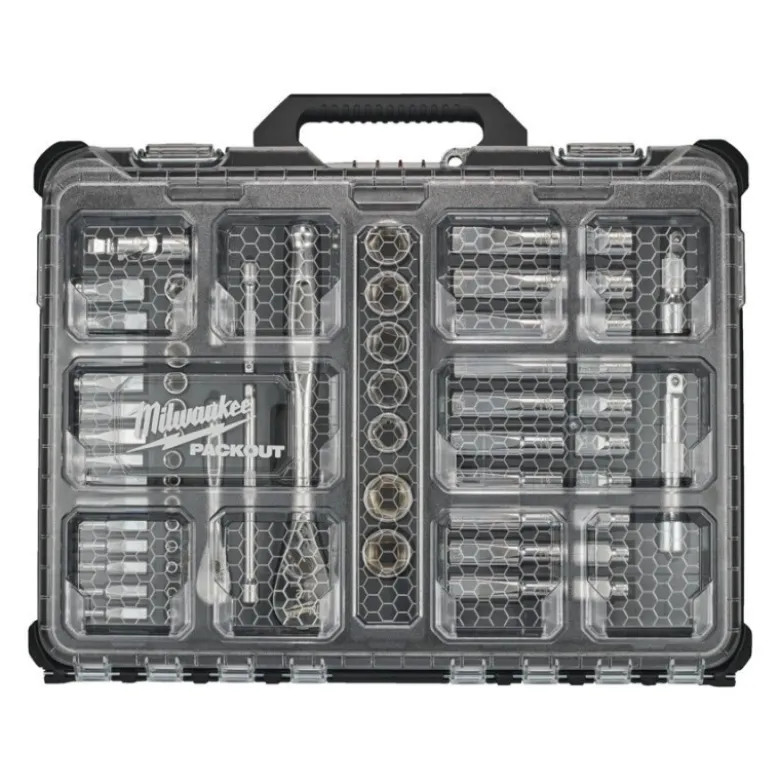 PACKOUT DOUILLES ET CLIQUETS 1/2 ET 1/4 63pcs - Milwaukee | 4932493661