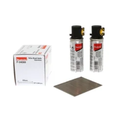 Packs Clous brads T 16 Ga inox + 2 cartouches de gaz, pour GF600 Ø 1,6mm, Longueur 25mm, Qté 2000 Makita | 195681-4