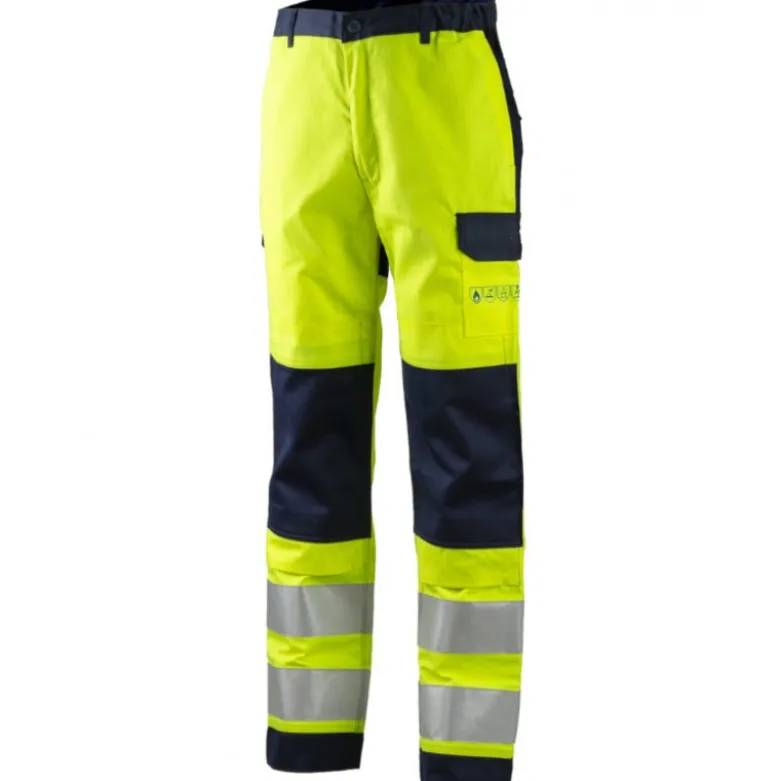 Pantalon - THOR - 78% Coton/20% Polyester/2% Fibre antistatique 300g/m2 + Bandes - Jaune HV/marine - COVERGUARD | 8MTHTY