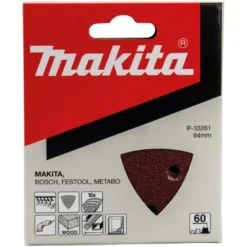 Papier à poncer triangulaire feuilles abrasives 94mm Grain 60, Qté 10 Makita | P-33261