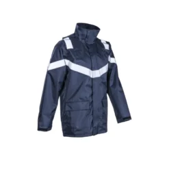 Parka de pluie FR - DAGDA - 100% PES 300D oxford enduit PU + 100% Coton FR 160g/m2 - Marine - COVERGUARD | 5DAG12