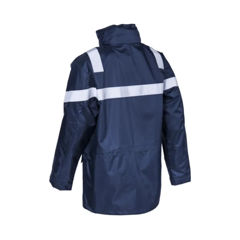 Parka de pluie FR - DAGDA - 100% PES 300D oxford enduit PU + 100% Coton FR 160g/m2 - Marine - COVERGUARD | 5DAG12