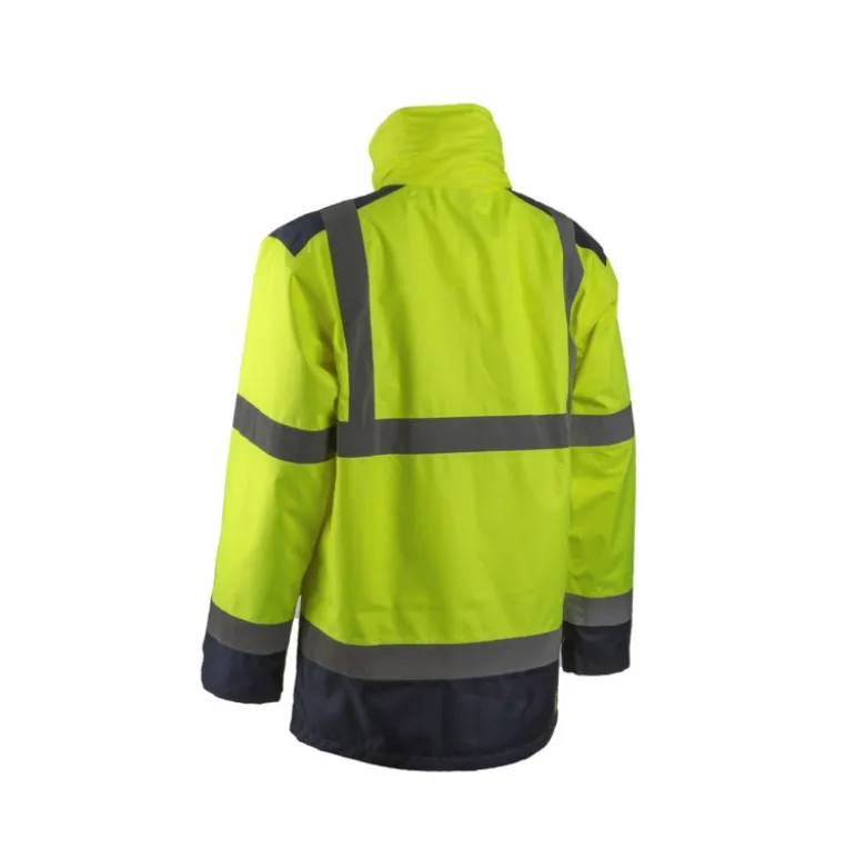 Parka de pluie - KAZAN - 300D Oxford 100% PES enduit PU + Doublure mesh - Jaune HV/Marine - COVERGUARD | 5KAP160
