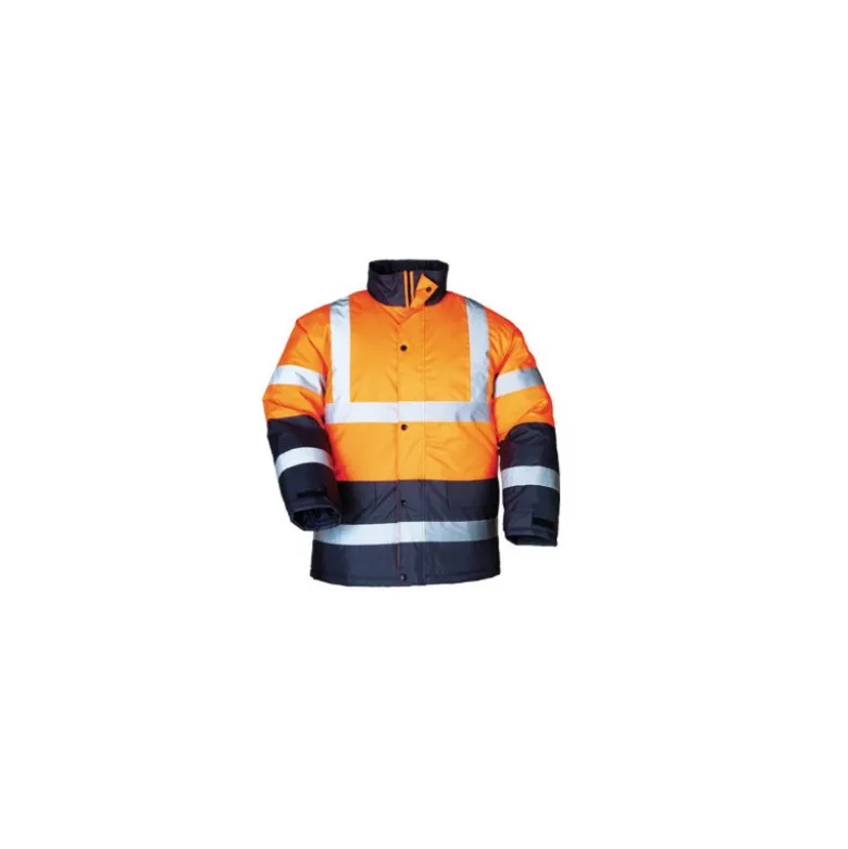 Parka - ROADWAY - 300D Oxford 100% PES enduit PU + Matelassage 140g/m2 - Orange HV/Marine - COVERGUARD | 7ROAO